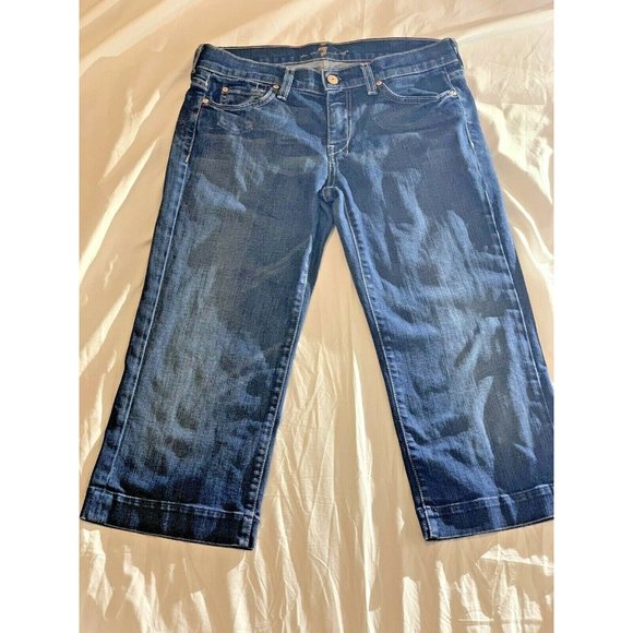 Seven 7 For All Mankind Denim Jeans Women's Size 29” Waist Cropped, Preowned - Picture 6 of 12
